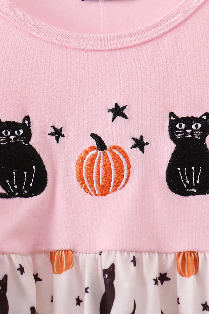 Pink Pumpkin Cat Embroidery Dress sold by Zulily product image thumbnail 2