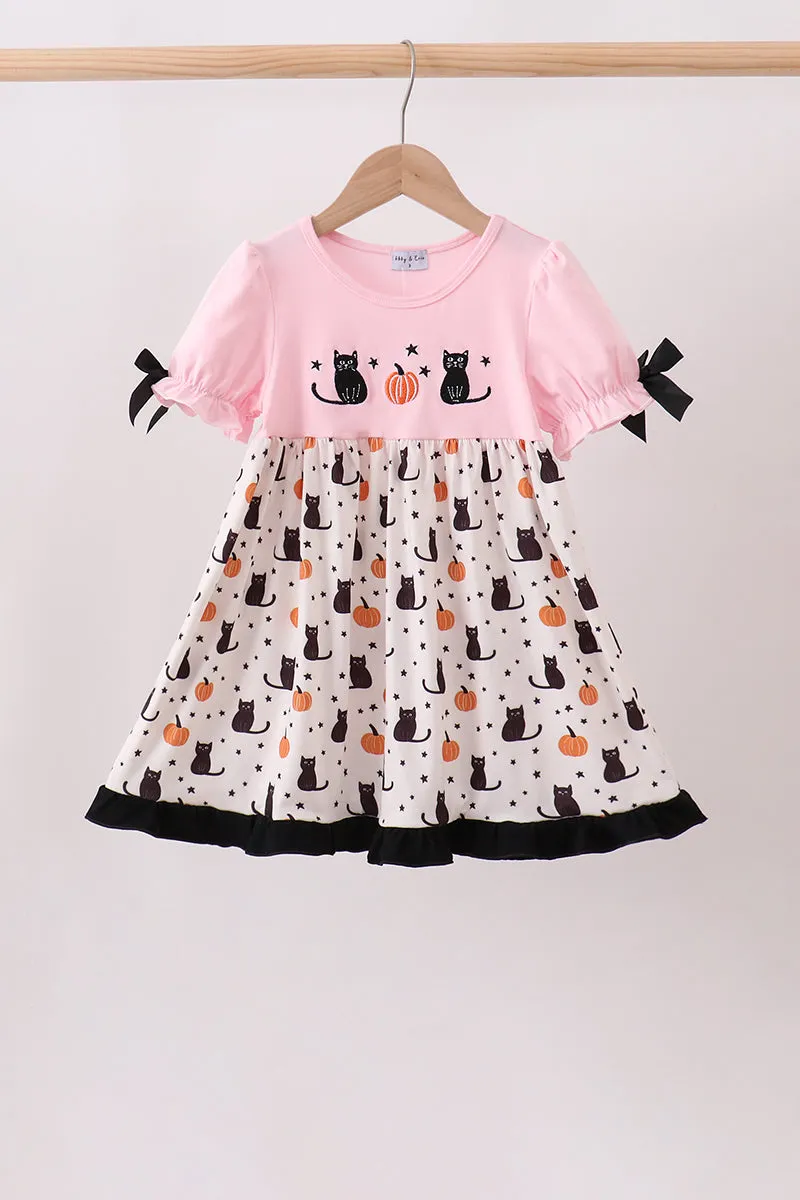 Pink Pumpkin Cat Embroidery Dress sold by Zulily