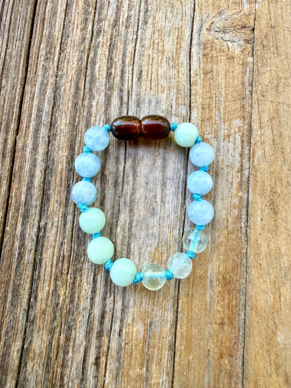 Amazonite + Aquamarine + Fluorite || Gemstone Anklet or Bracelet made by Zulily