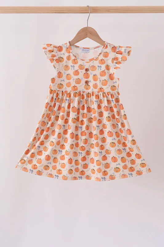 Pumpkin Bow Ruffle Dress made by Zulily