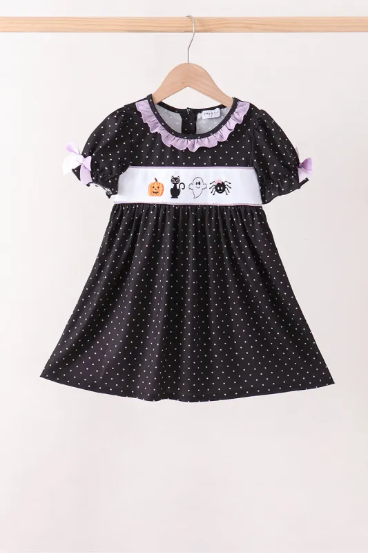 Black Ghost Spider Embroidery Ruffle Dress made by Zulily