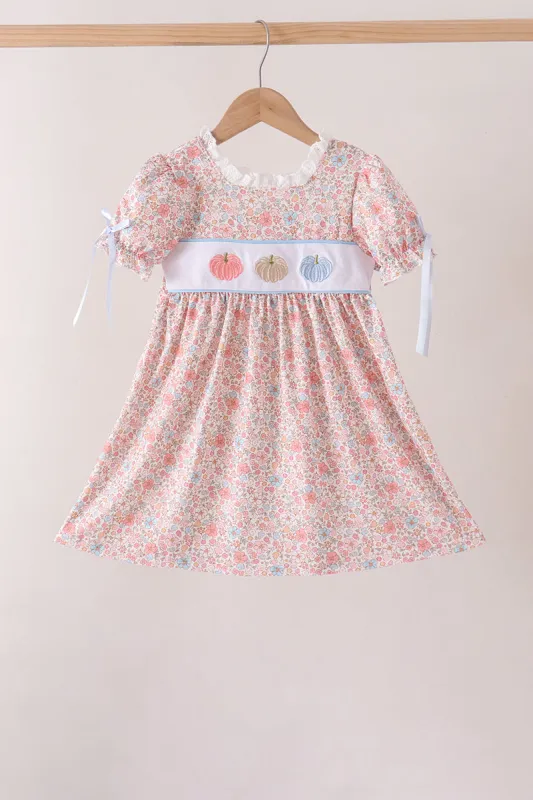 Pink Pumpkin Floral Embroidery Dress made by Zulily