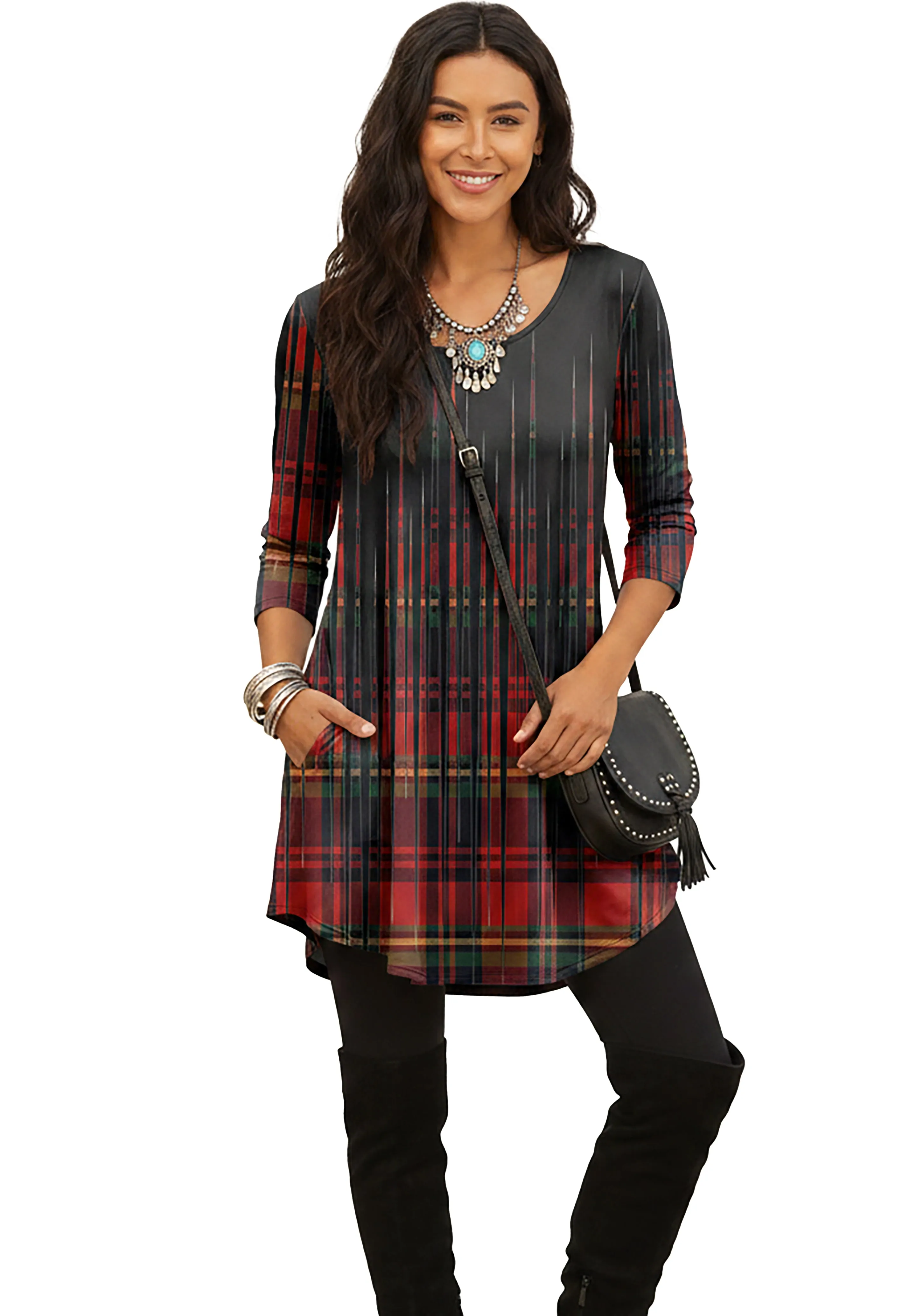 Lily by Firmiana Women's Round Neck Tunic with 3/4 Length Sleeves sold by Zulily product image thumbnail 2