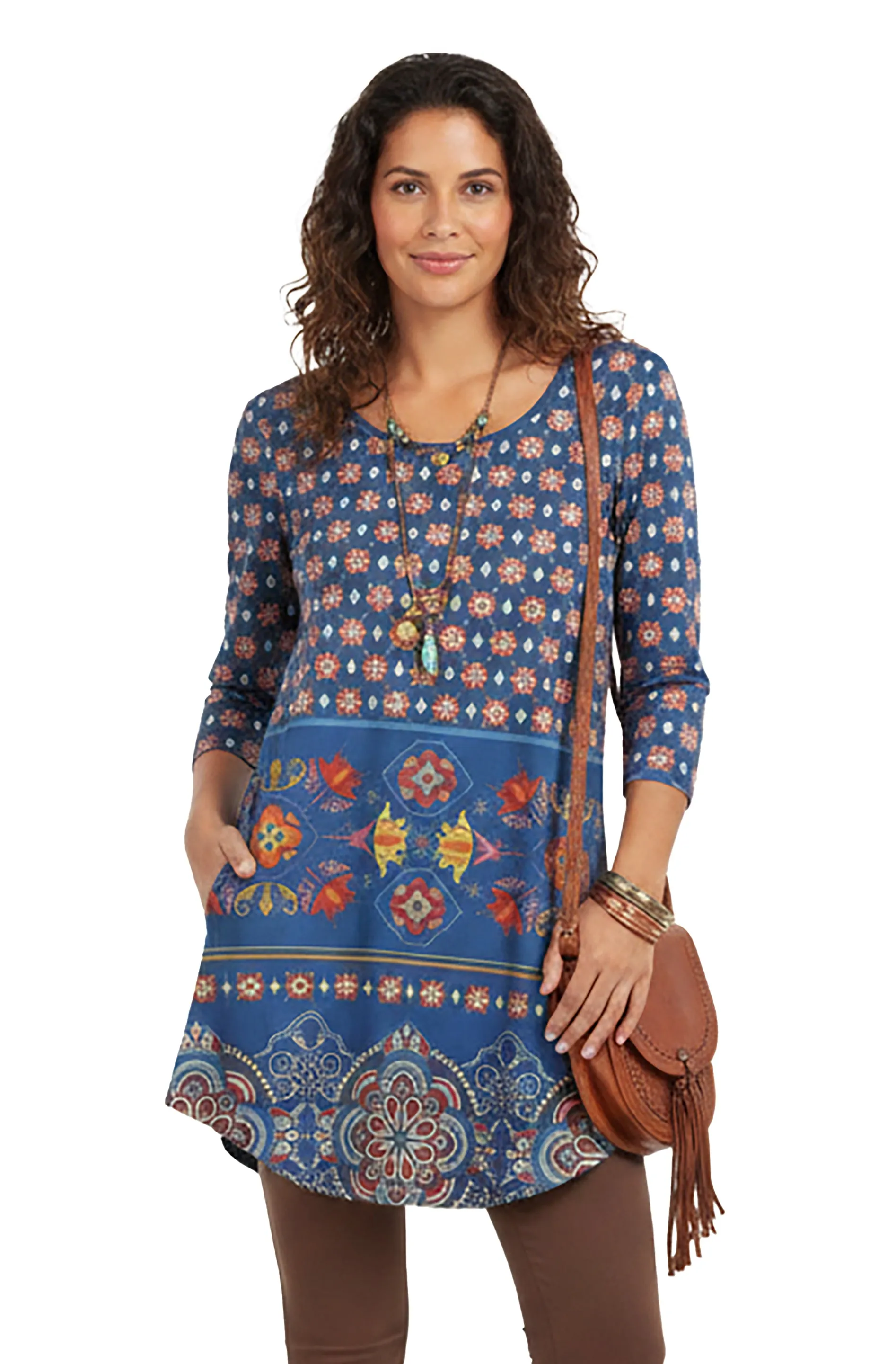 Lily by Firmiana Women's Round Neck Tunic with 3/4 Length Sleeves sold by Zulily product image thumbnail 3