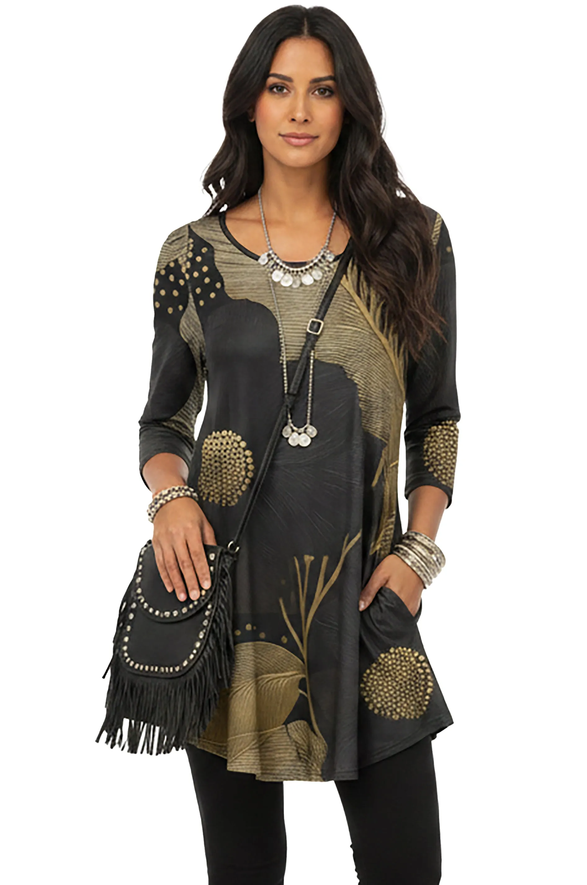 Lily by Firmiana Women's Round Neck Tunic with 3/4 Length Sleeves sold by Zulily product image thumbnail 4