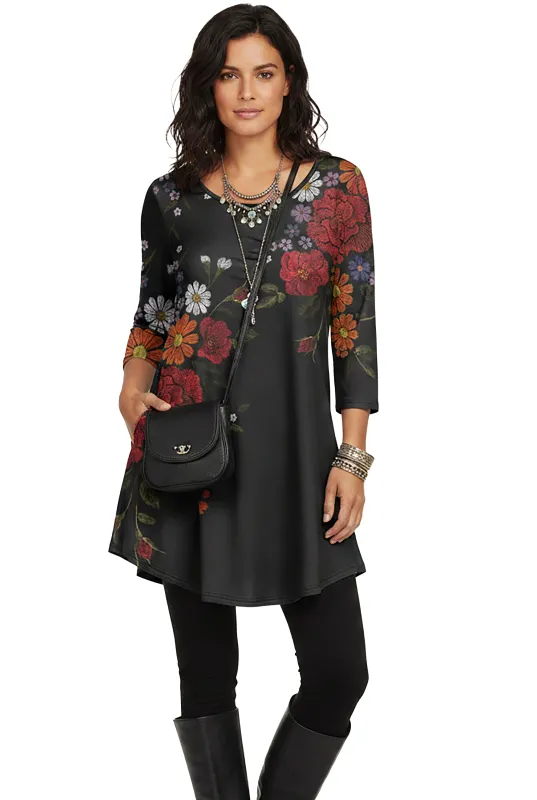 Lily by Firmiana Women's Round Neck Tunic with 3/4 Length Sleeves made by Zulily
