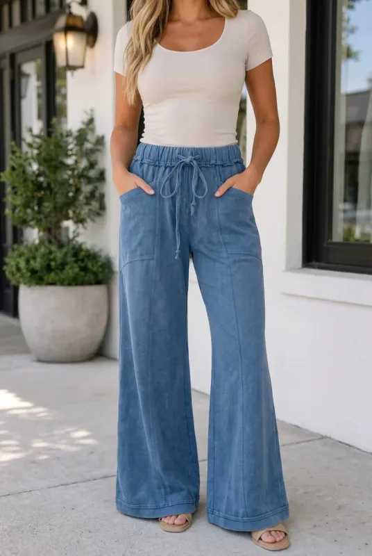 Threaded Pear Viviana Flare Leg Drawstring Pants made by Threaded Pear
