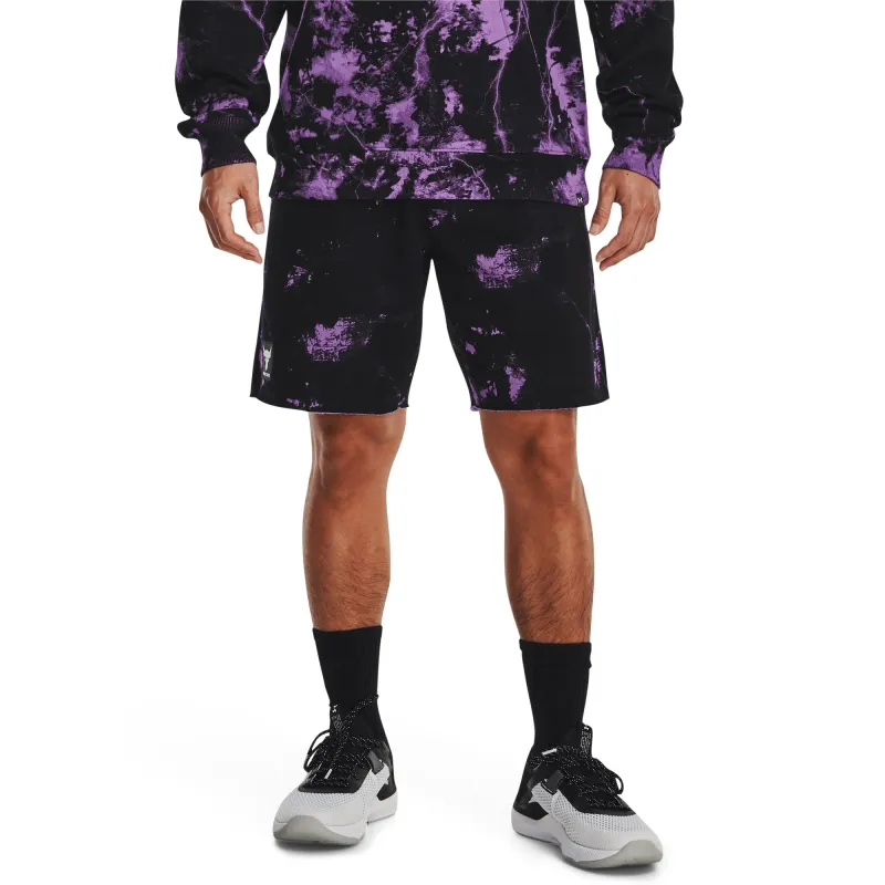 Under Armour Mens UA Project Rock Rival Fleece Shorts - Black/Purple made by Under Armour