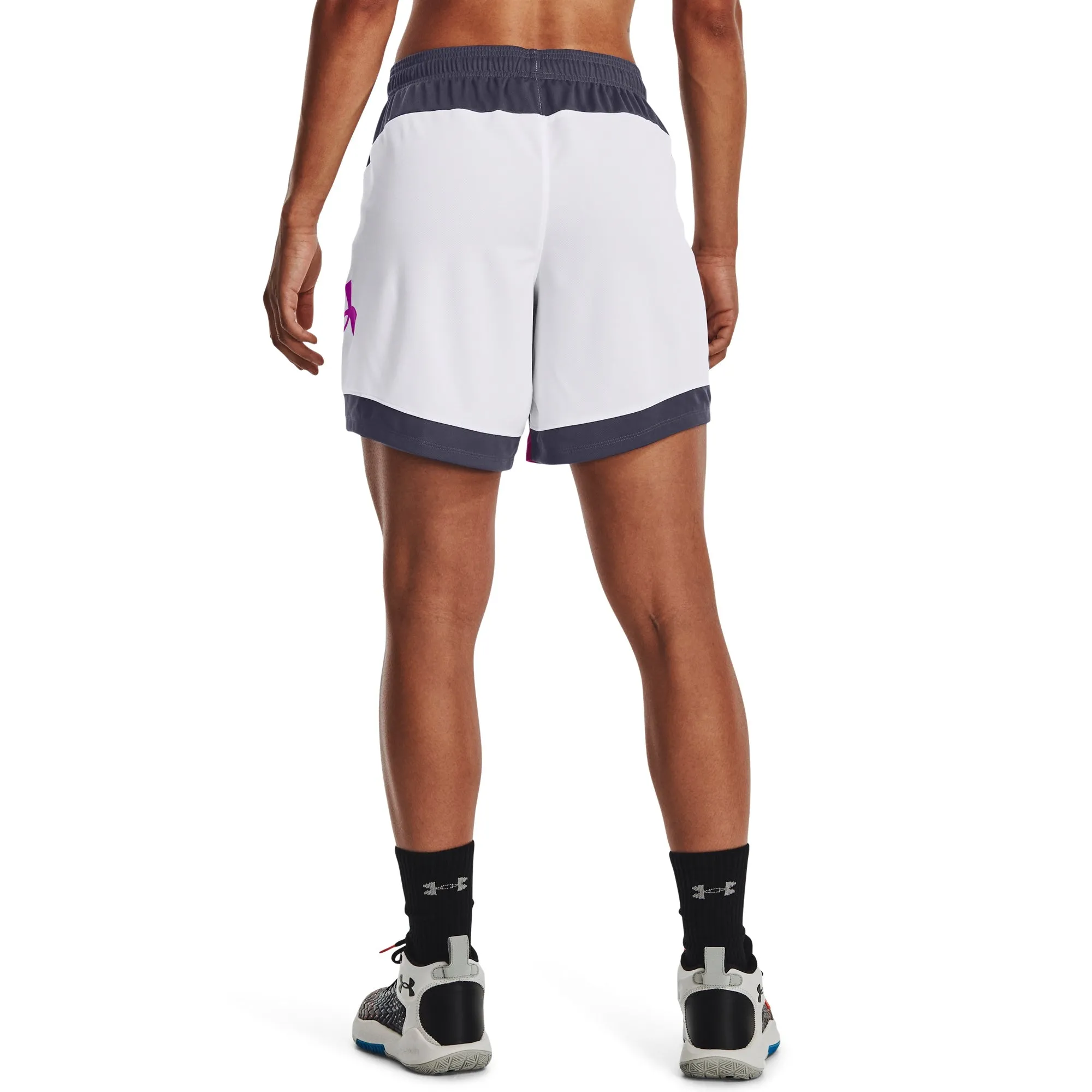 Under Armour Womens UA Basketball Baseline 6" Shorts - Purple/White sold by Zulily product image thumbnail 2