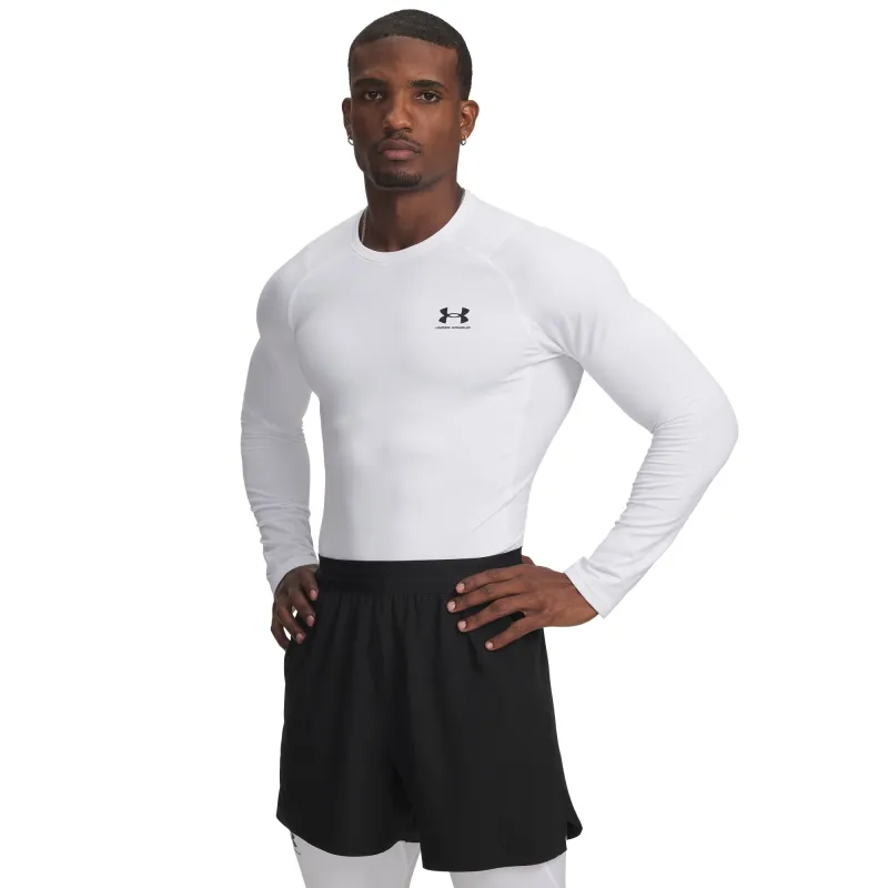 Under Armour Mens UA Coldgear Fitted Crew Running - White/Black made by Under Armour