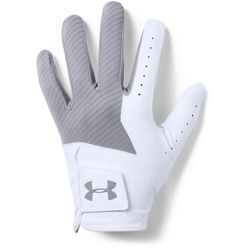 Under Armour Mens UA Left Handed Medal Golf Glove - Steel/White made by Under Armour