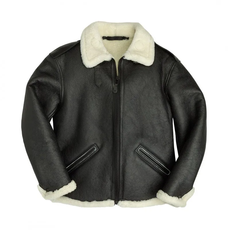 Men B-6 Black Shearling Bomber Jacket made by Zulily