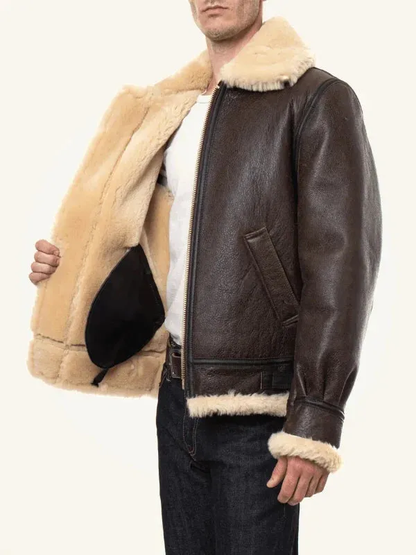 Classic Brown Sheepskin B3 Bomber Shearling Jacket sold by Zulily product image thumbnail 4