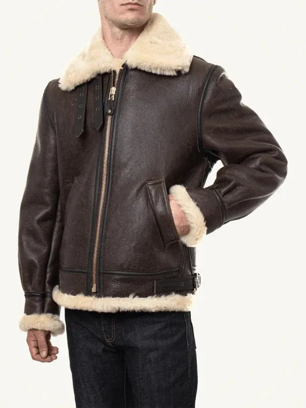 Classic Brown Sheepskin B3 Bomber Shearling Jacket sold by Zulily product image thumbnail 5