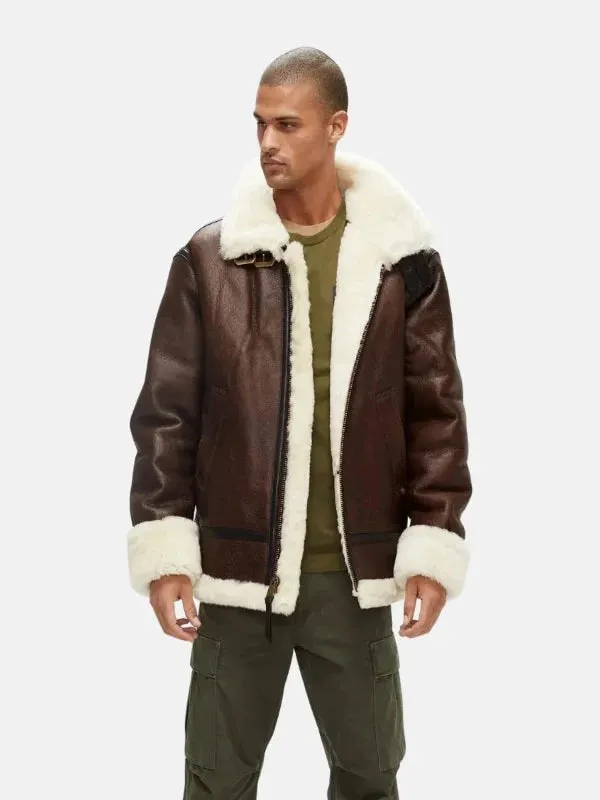 Classic Brown Sheepskin B3 Bomber Shearling Jacket sold by Zulily product image thumbnail 2