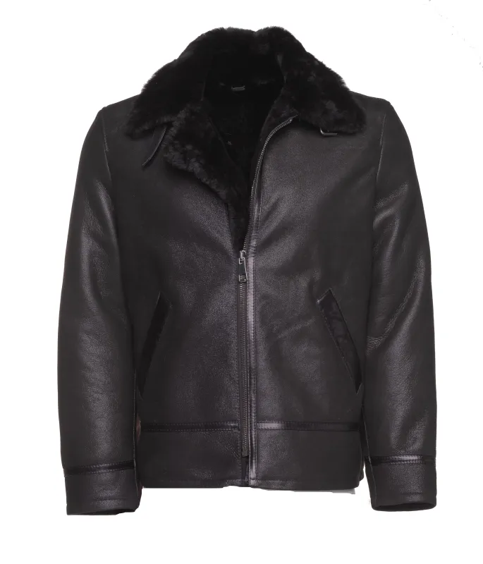 Black B3 Bomber Aviator Shearling Jacket made by Zulily