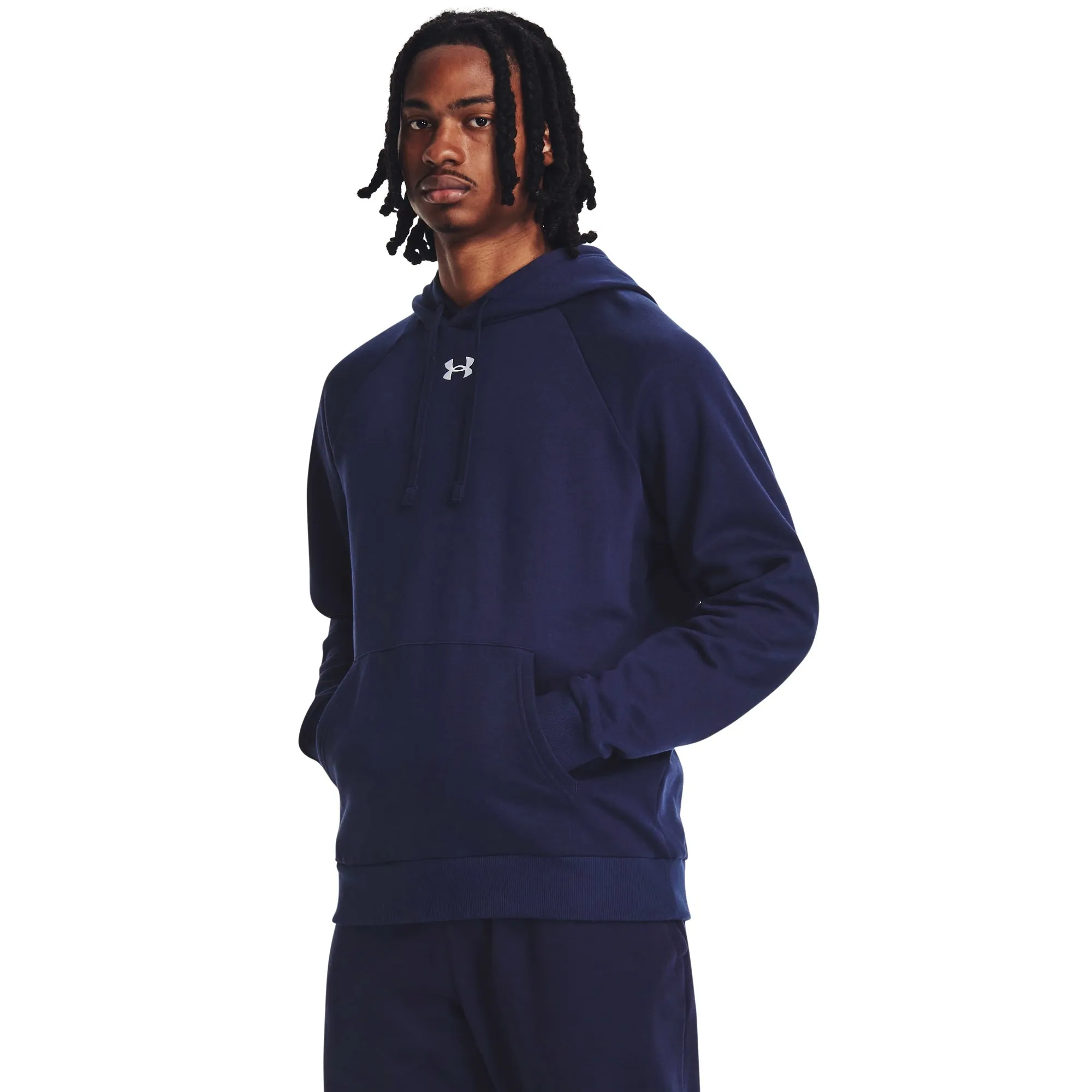 Under Armour Men's Rival Fleece Hooded Sweatshirt - Midnight Navy/White sold by Zulily