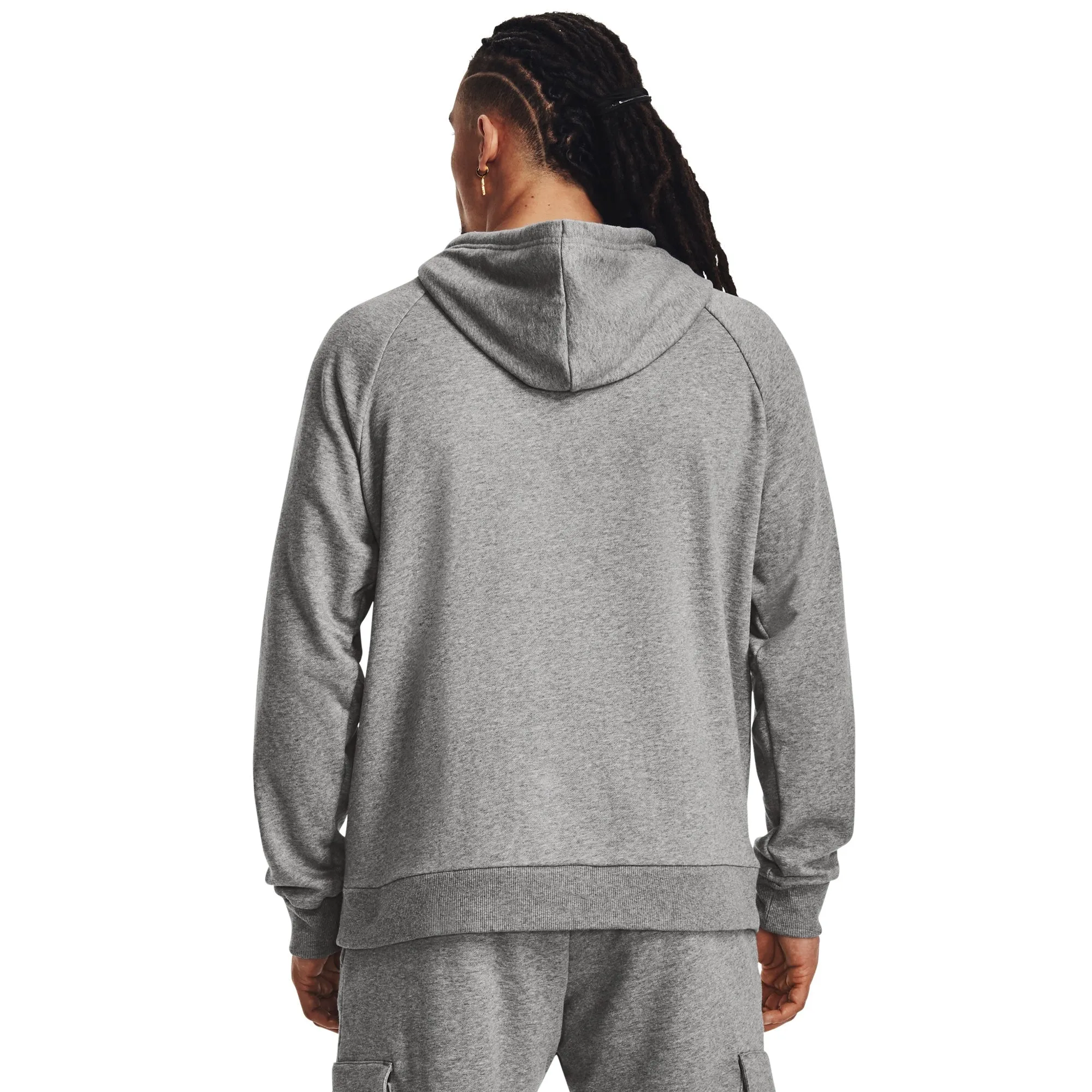 Under Armour Men's Rival Fleece Hooded Sweatshirt - Castlerock/White sold by Zulily product image thumbnail 2
