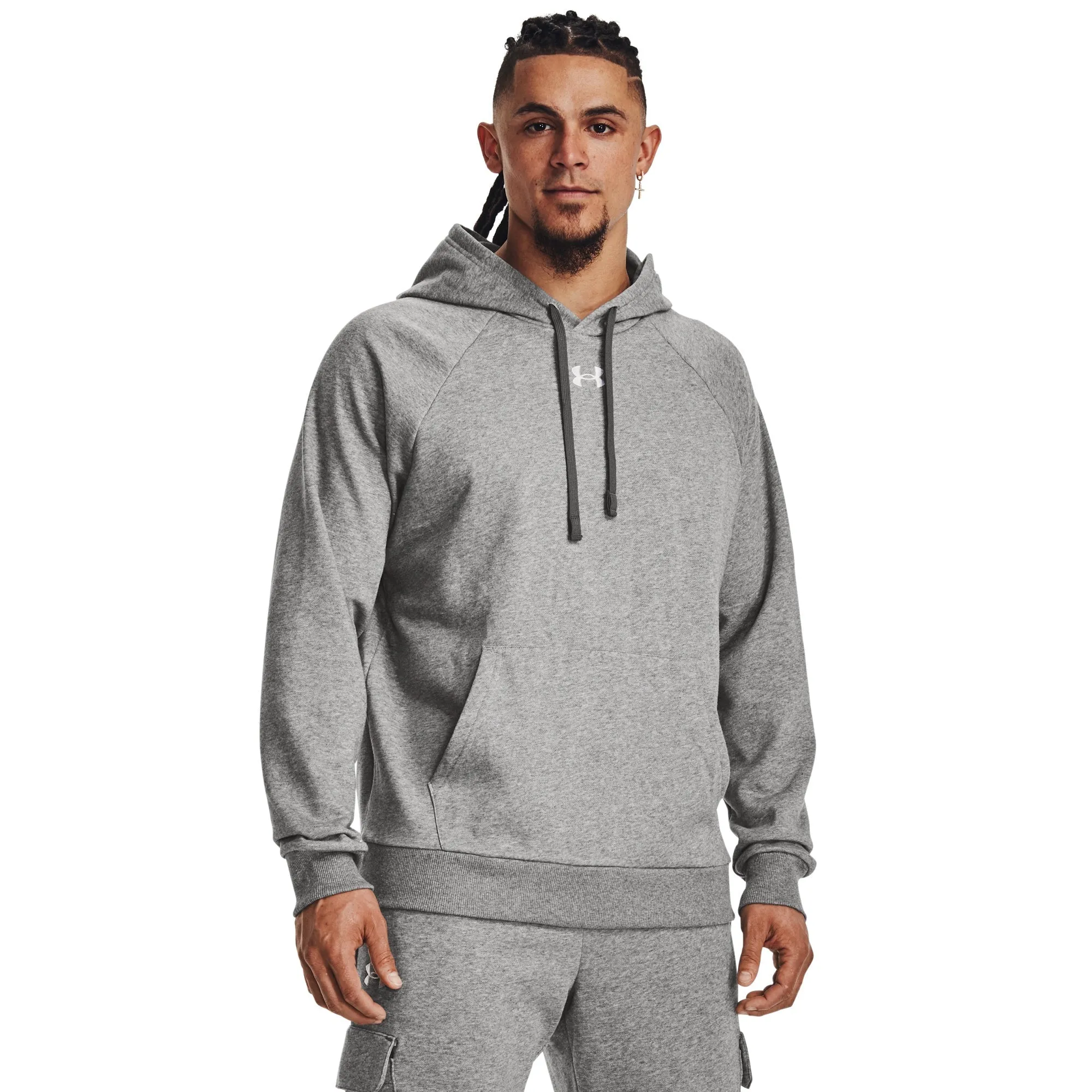 Under Armour Men's Rival Fleece Hooded Sweatshirt - Castlerock/White sold by Zulily