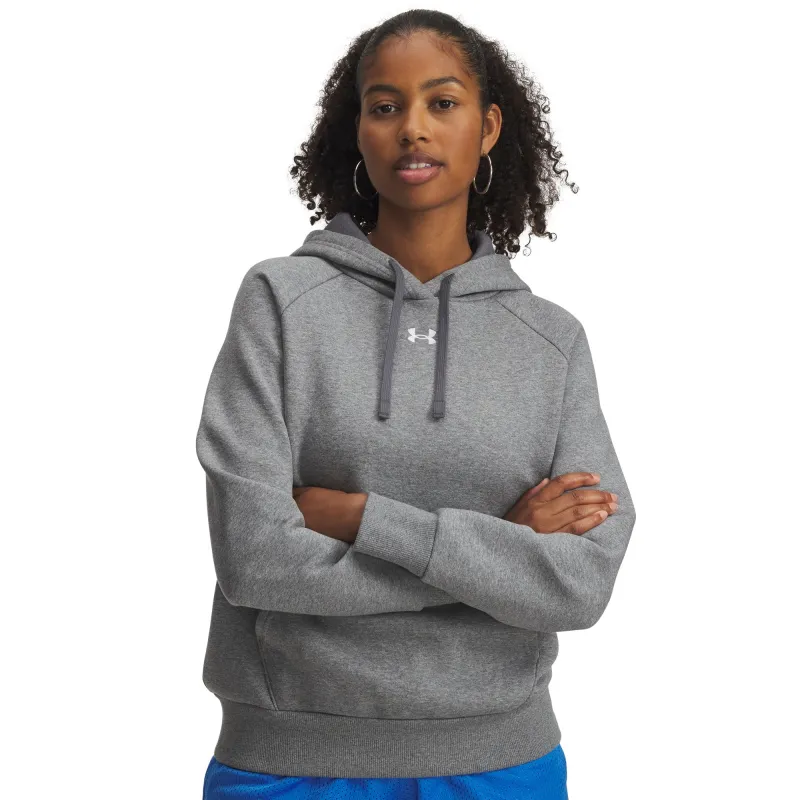 Under Armour Women's Rival Fleece Hoodie - Castlerock Light Heather/White made by Under Armour