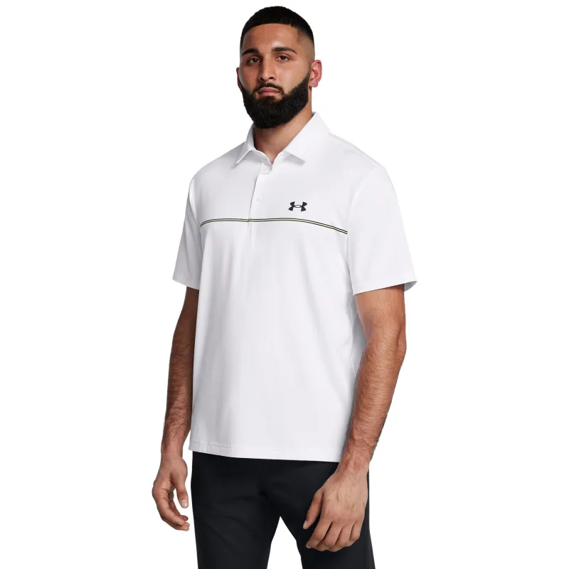 Under Armour Men's Playoff 3.0 Chest Double Stripe Polo Shirt - White made by Under Armour