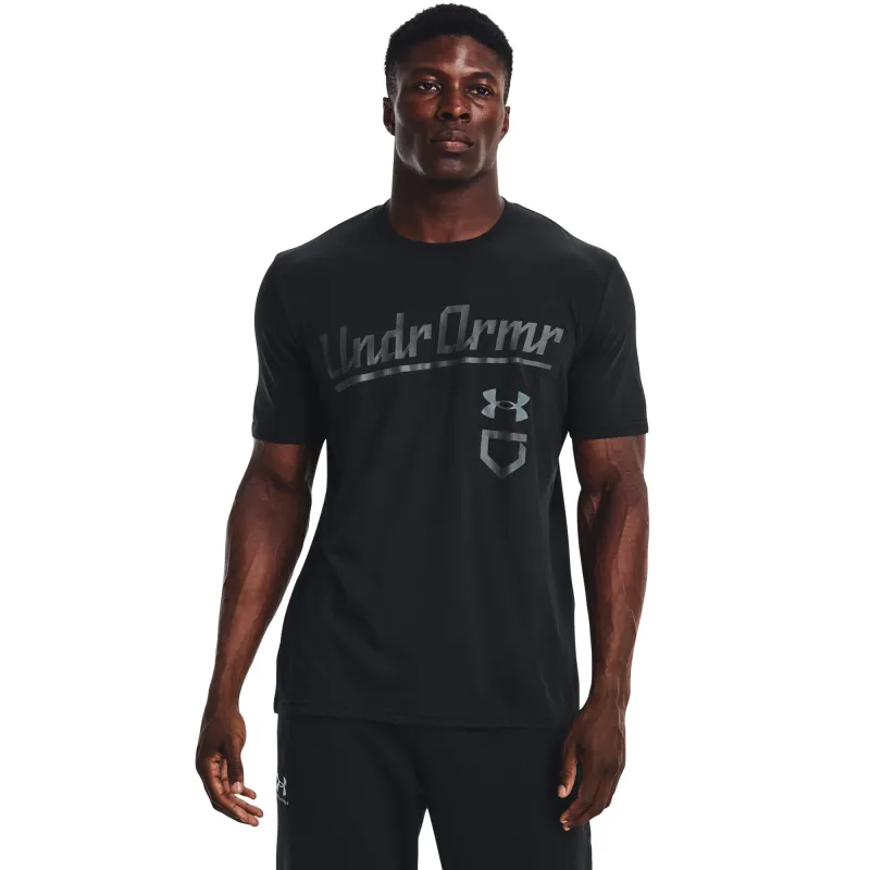 Under Armour Men's Baseball Script Short Sleeve T-Shirt - Black/Pitch Gray made by Under Armour