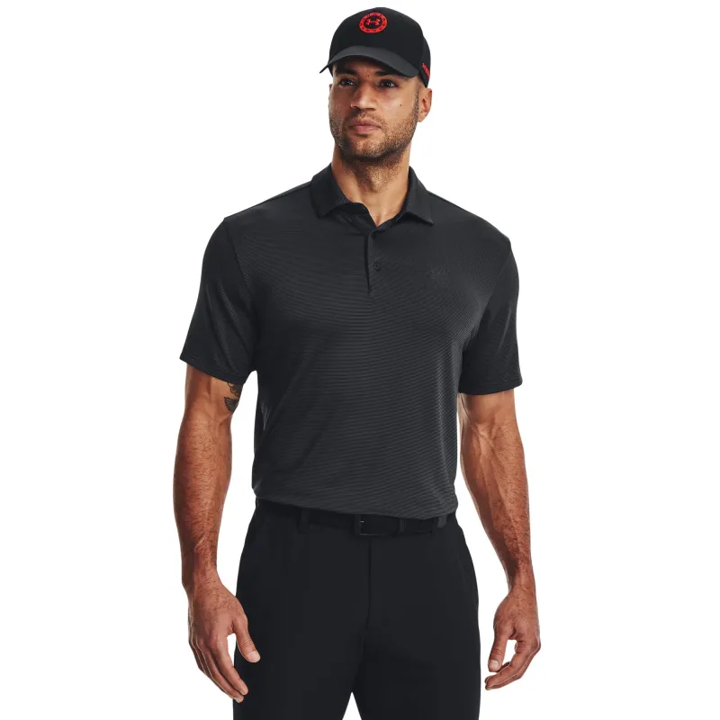 Under Armour Men's Playoff 3.0 Chest Double Stripe Polo Shirt - Black/Pitch Gray made by Under Armour