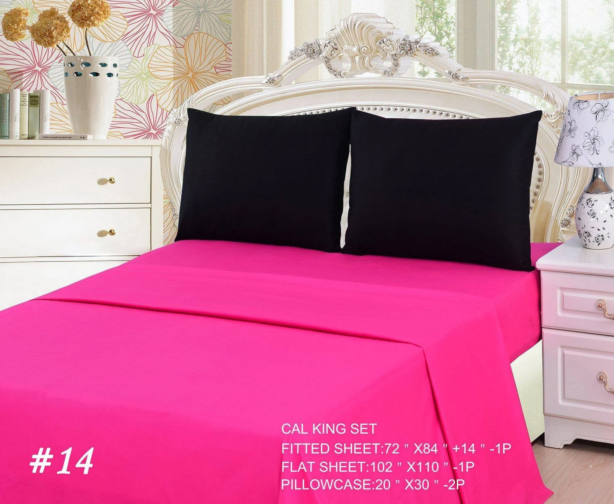 Tache Cotton Hot Pink and Black Bed Sheet Set (BS4PC-BP) sold by Zulily product image thumbnail 3