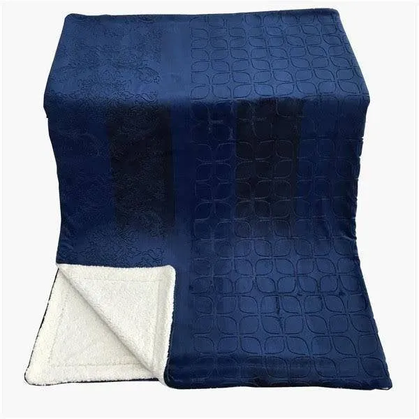 Tache Solid Embossed Cozy Night Blue Sherpa Throw Blanket (62093) sold by Zulily product image thumbnail 3