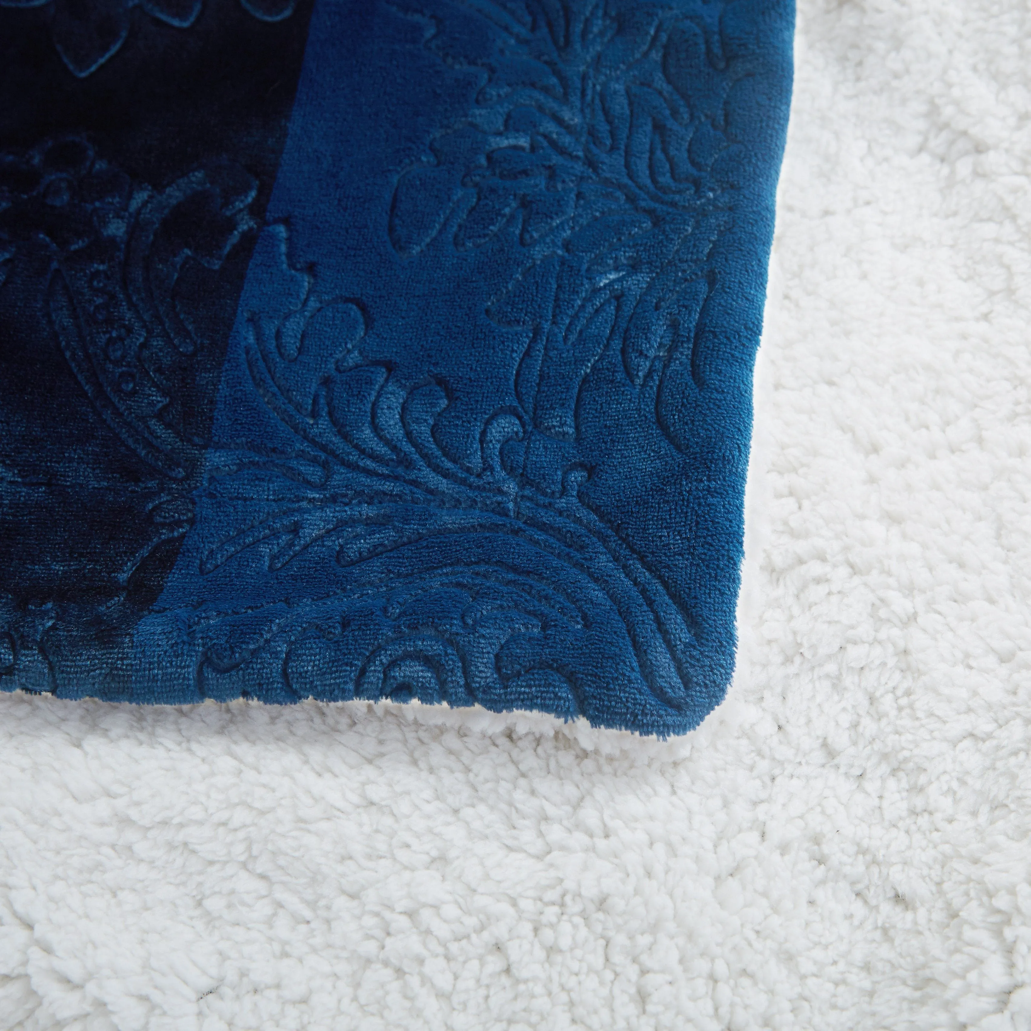 Tache Solid Embossed Cozy Night Blue Sherpa Throw Blanket (62093) sold by Zulily product image thumbnail 4