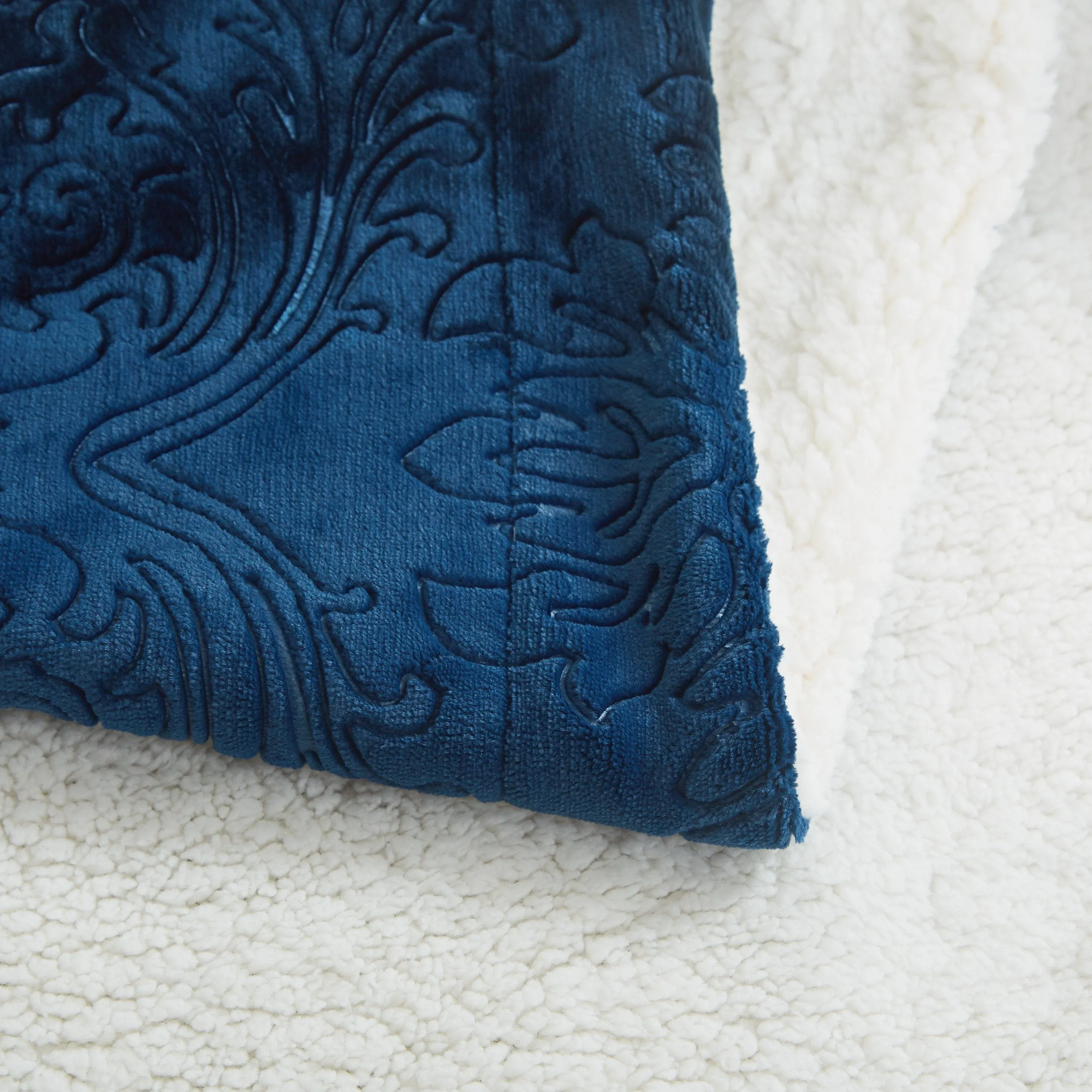 Tache Solid Embossed Cozy Night Blue Sherpa Throw Blanket (62093) sold by Zulily product image thumbnail 5