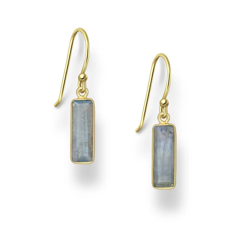 Gold Plated Sterling Silver & Rectangular Labradorite Drop Earrings made by Zulily
