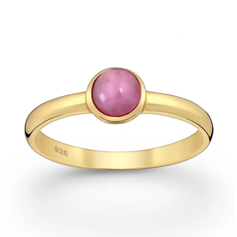 Sterling Silver 18kt Gold Plated & Pink Tourmaline Circular Ring made by Zulily