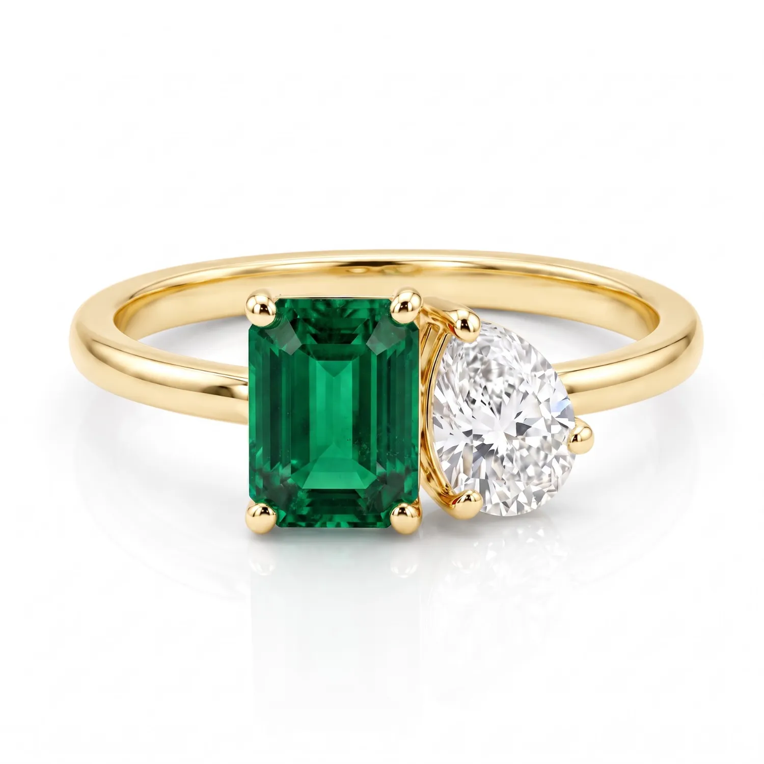 2.60 Cttw Octagon Emerald, Ruby, Sapphire and Lab Diamond 14K Yellow Gold Toi et Moi Ring sold by Zulily product image thumbnail 5