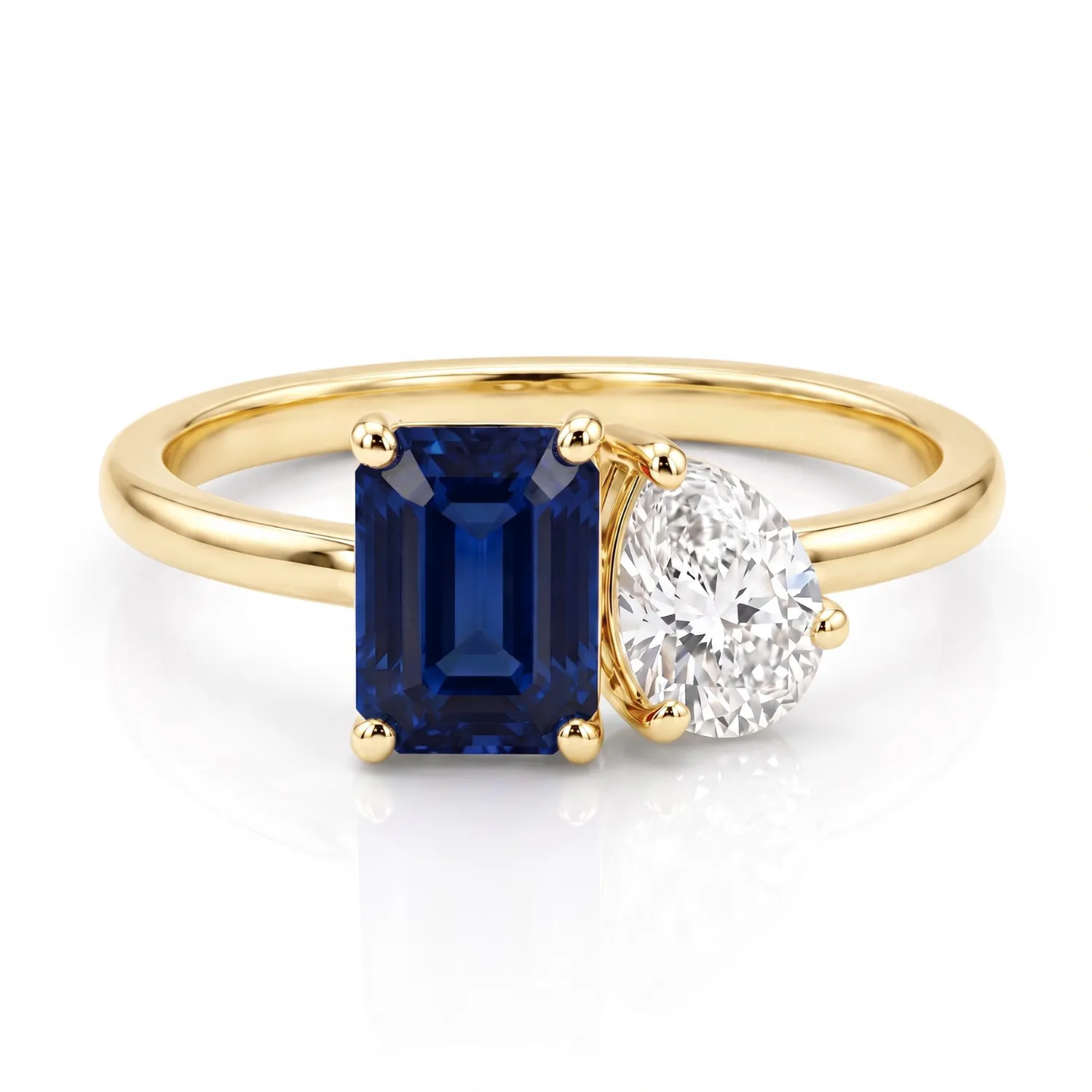2.60 Cttw Octagon Emerald, Ruby, Sapphire and Lab Diamond 14K Yellow Gold Toi et Moi Ring sold by Zulily