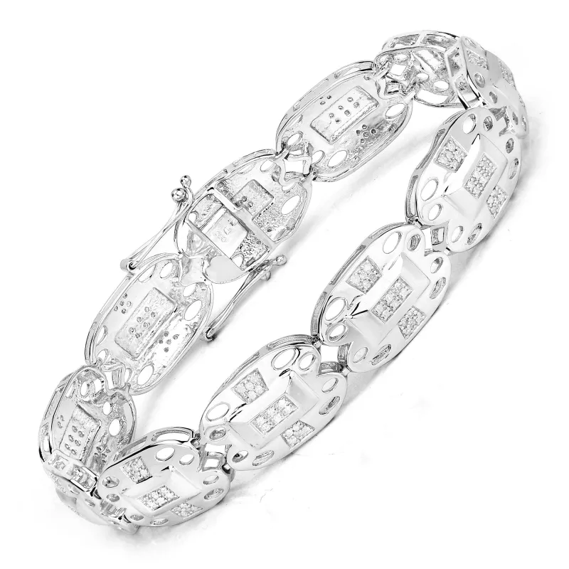 0.96 Cttw Round White Diamond Illusion Sterling Silver Filigree Tennis Bracelet made by Zulily