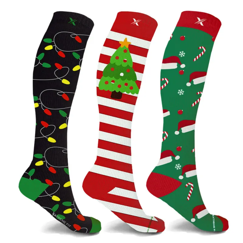 Extreme Fit 3-Pairs Holiday Cheer Knee High Compression Socks made by Zulily