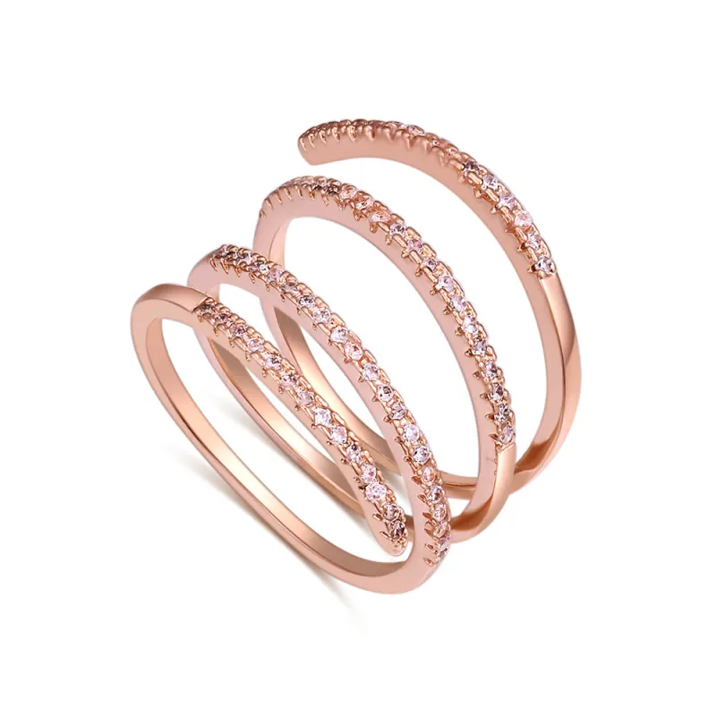 Eva Sky² Rose-Goldtone Cubic Zirconia Triple-Band Ring made by Zulily