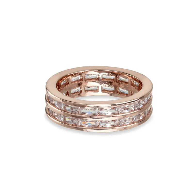 Eva Sky² Rose-Goldtone Cubic Zirconia Baguette Double-Row Ring made by Zulily