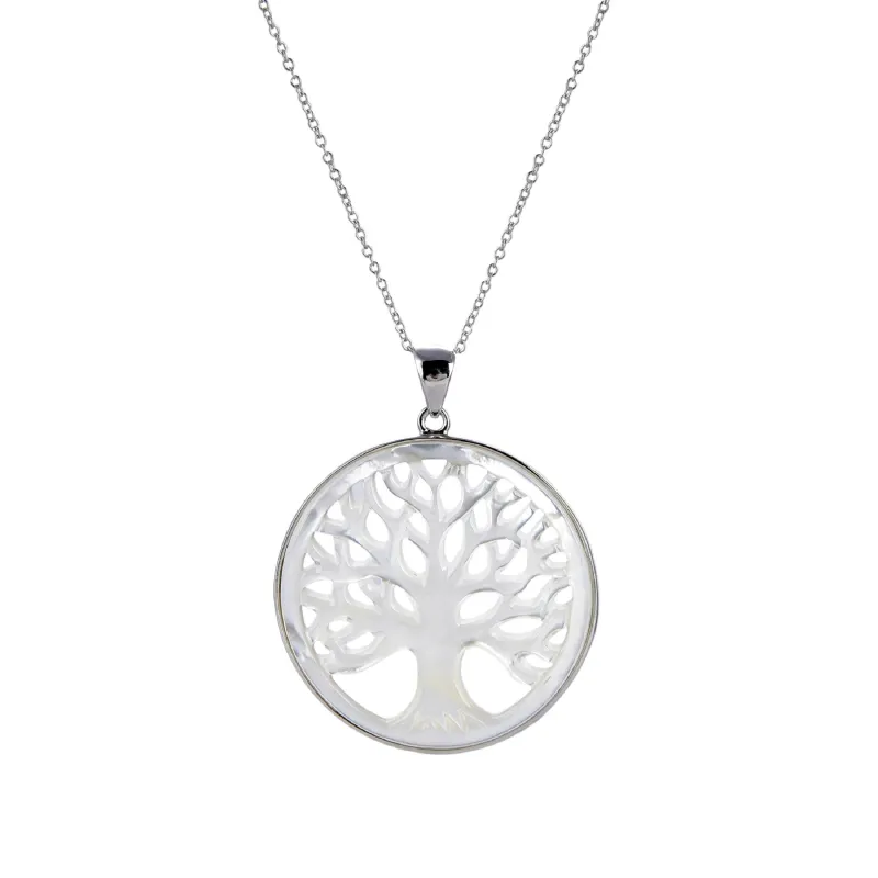 Sterling Silver Mother of Pearl Tree of Life Pendant made by Zulily