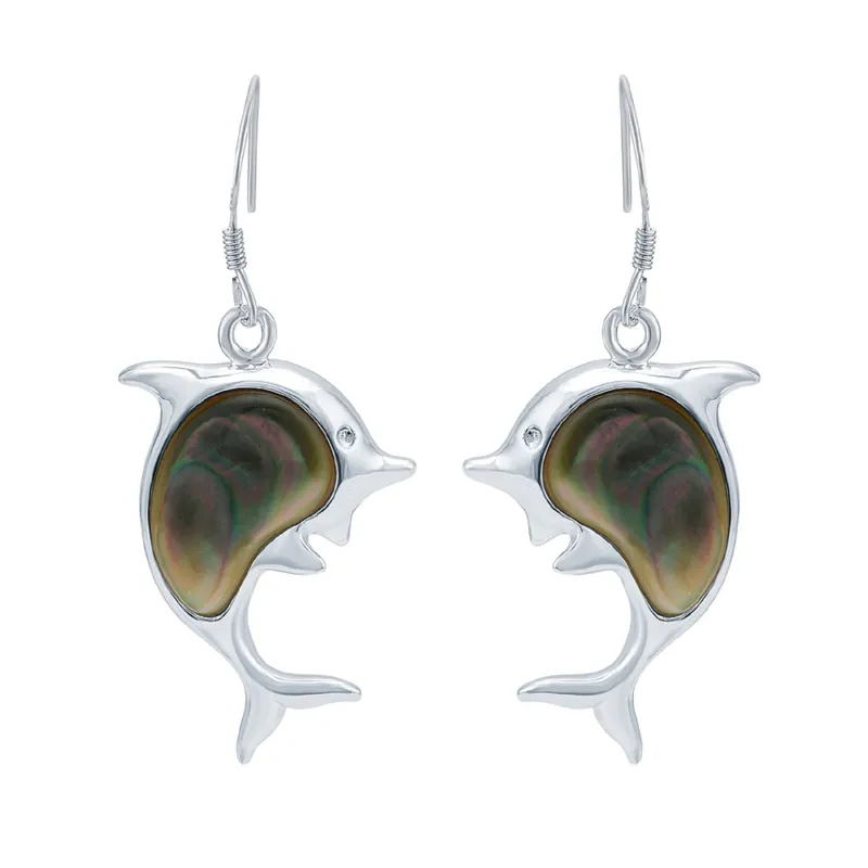 Sterling Silver River Shell Dangling Fish Earring made by Zulily