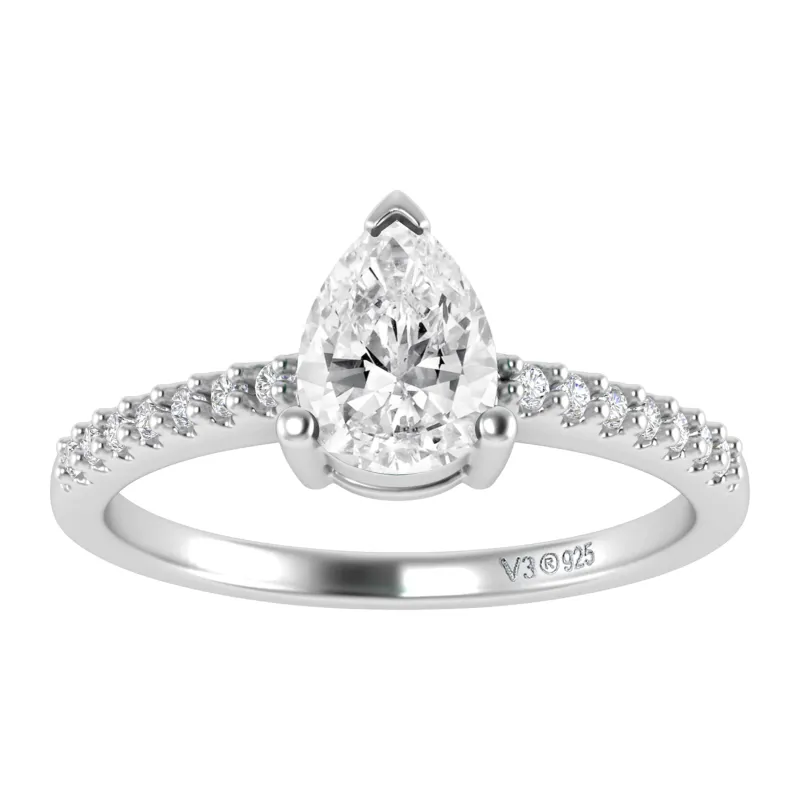 Sterling Silver with Moissanite and White Topaz Engagement Ring made by Zulily