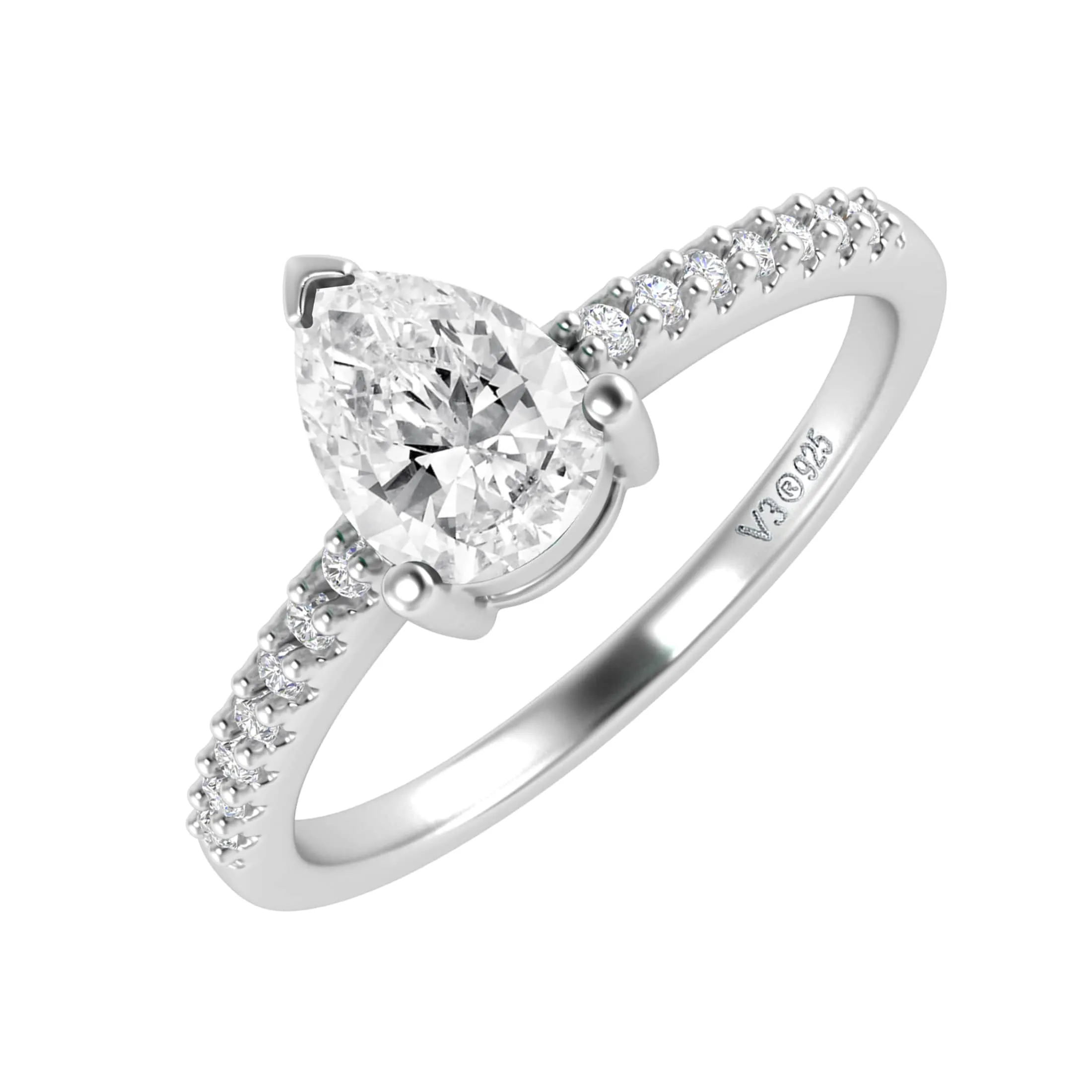 Sterling Silver with Moissanite and White Topaz Engagement Ring sold by Zulily product image thumbnail 2