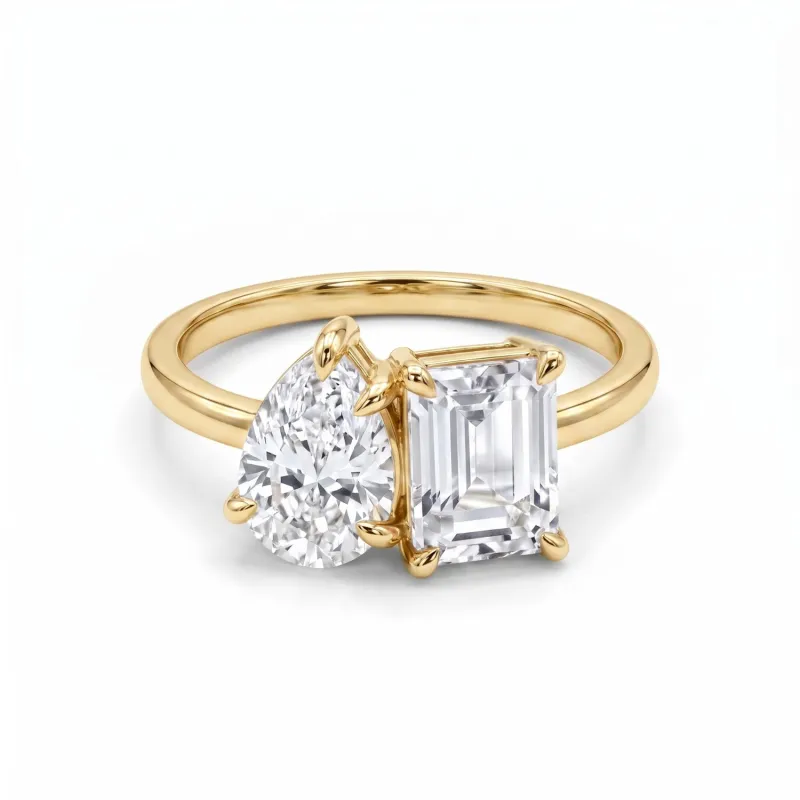 2.450 Cttw Octagon Morganite , Sapphire, Emerald and Lab Diamond 14K Yellow Gold Toi Et Moi Ring made by Zulily