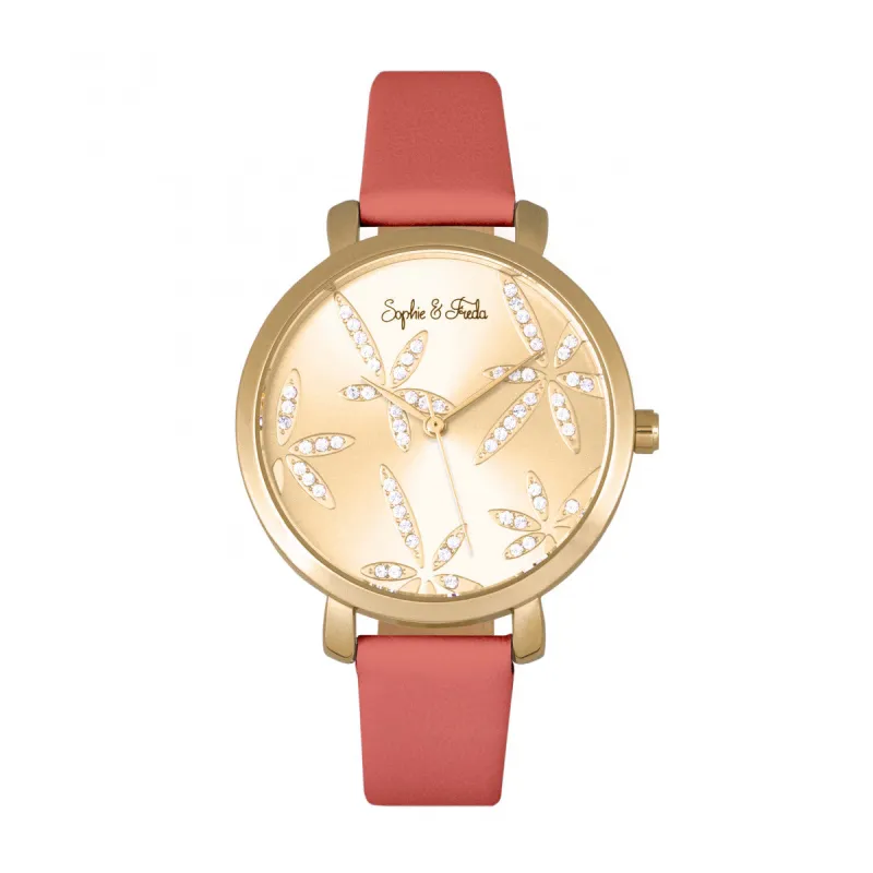Sophie & Freda Key West Leather-Band Watch w/Swarovski Crystals made by Zulily