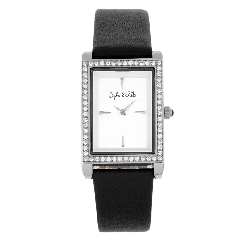 Sophie and Freda Wilmington Leather-Band Watch w/Swarovski Crystals made by Zulily