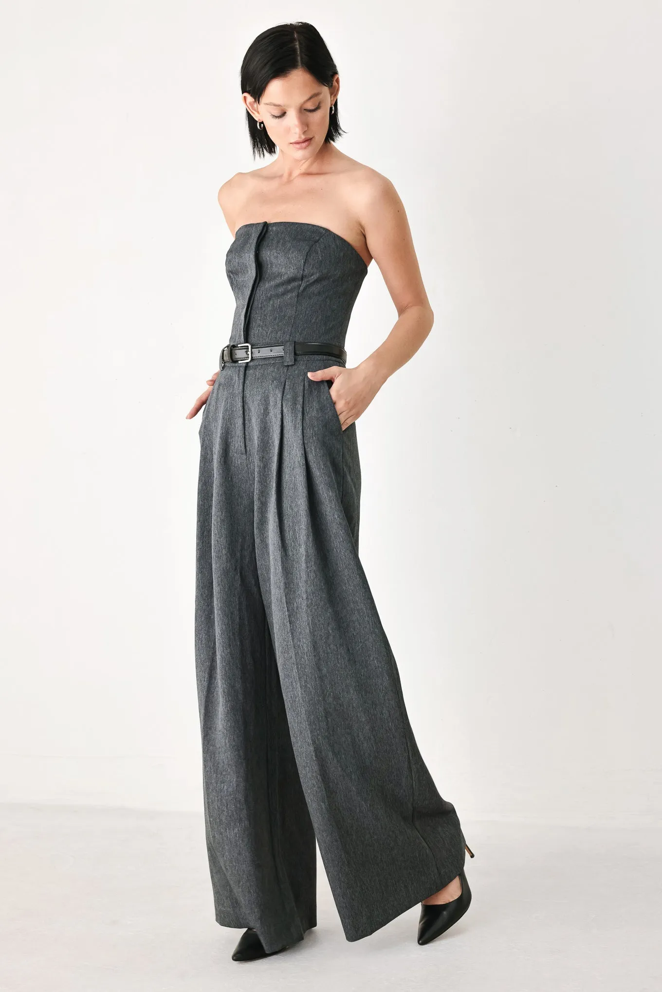 Power Hour Strapless Belted Jumpsuit sold by Zulily product image thumbnail 4