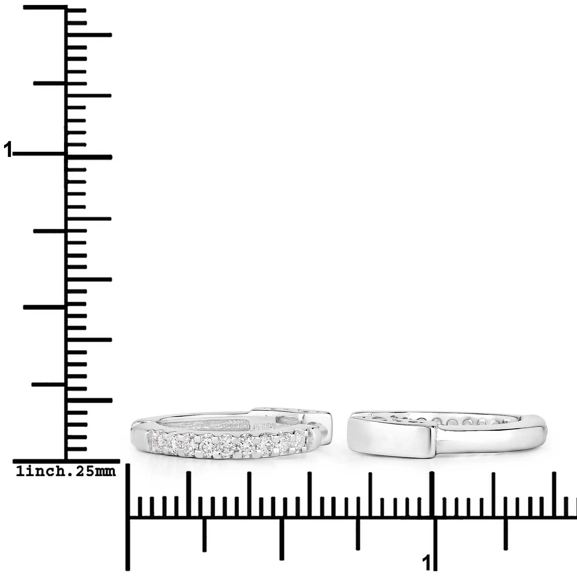 Fine Color Jewels 0.27 Ctw Round White Lab Created Diamond 925 Sterling Silver April Birthstone Pave Hoop Earrings sold by Zulily product image thumbnail 4