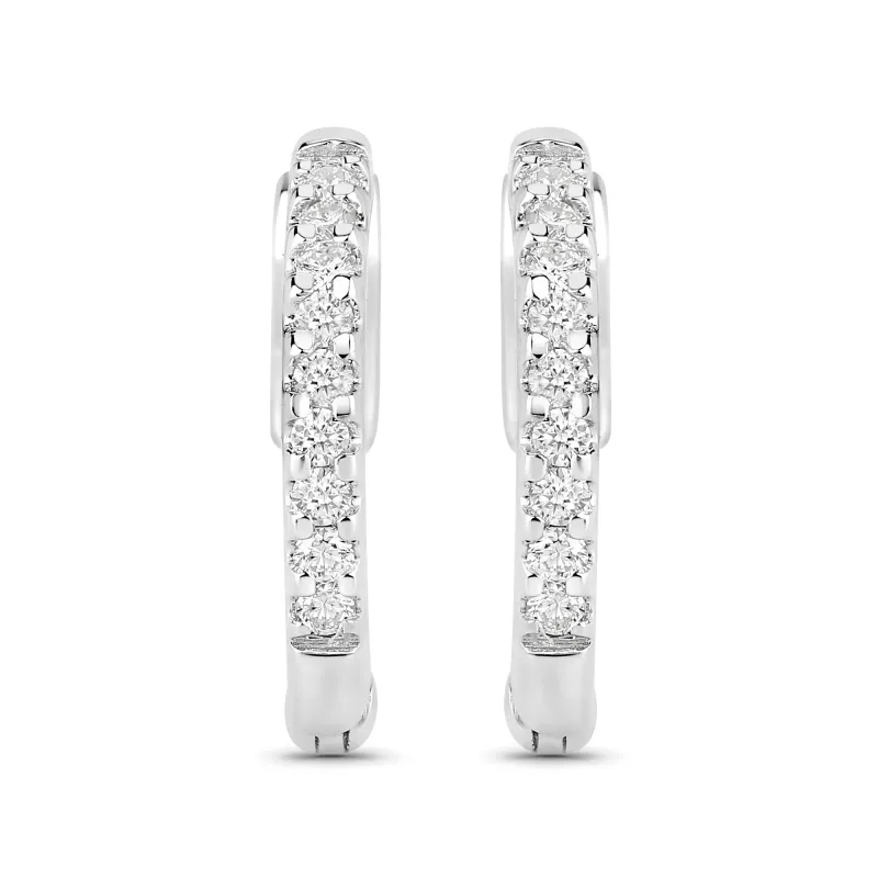 0.27 Ctw Round White Lab Created Diamond Sterling Silver Pave Hoop Earrings made by Zulily