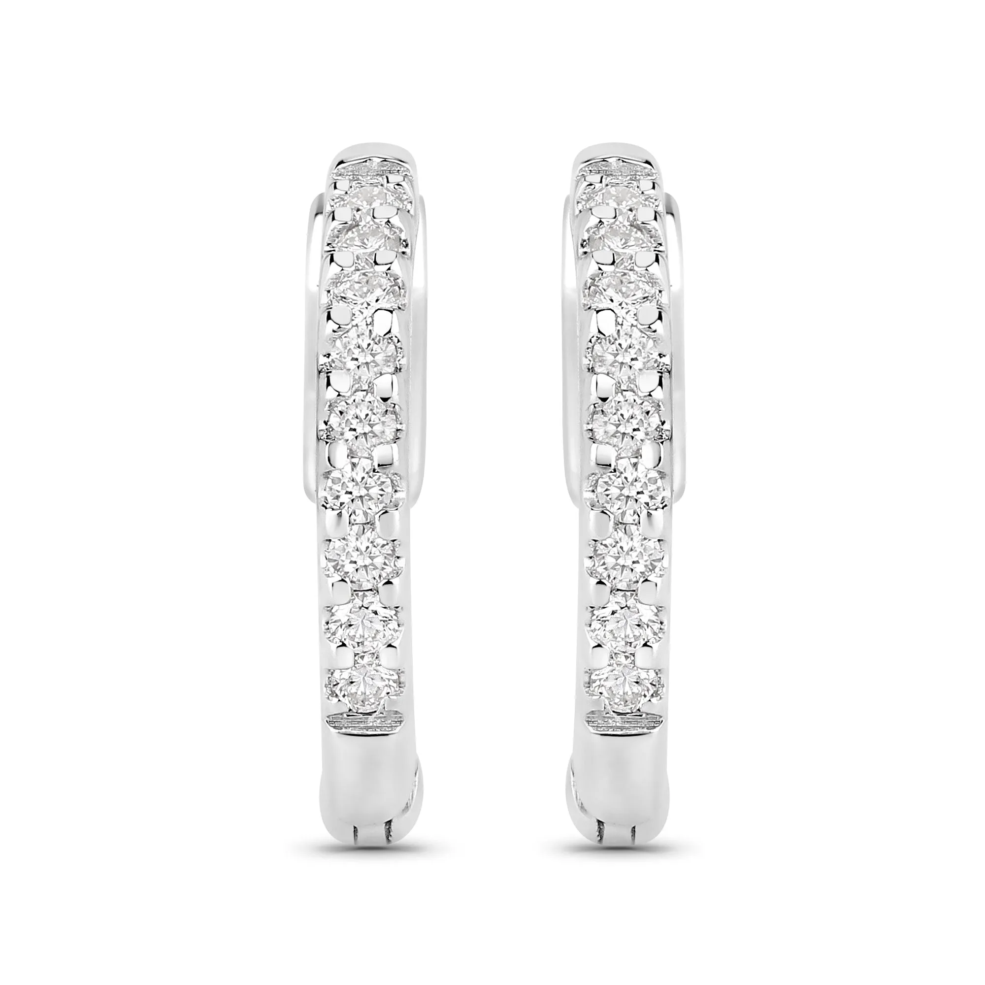 Fine Color Jewels 0.27 Ctw Round White Lab Created Diamond 925 Sterling Silver April Birthstone Pave Hoop Earrings sold by Zulily